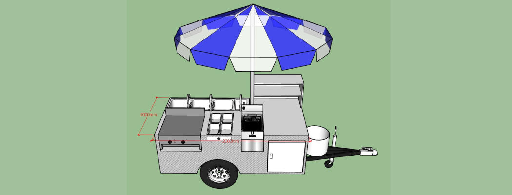 compact hot dog cart with refrigerator design